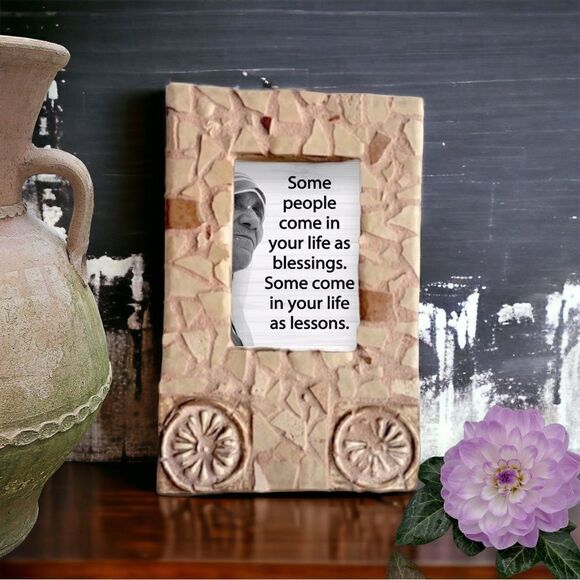 Original Hand Crafted Mosaic Tile Tabletop Picture Frame Artist Signed - Picture 5 of 11